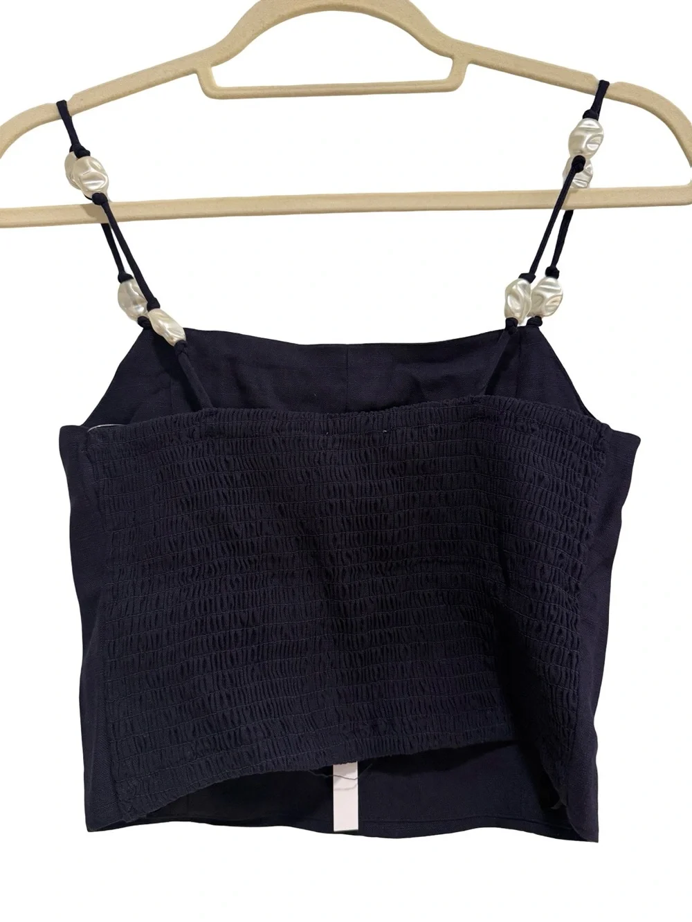 Paper Heart Anthropologie Navy Linen Beaded Cami Pants Set XS NWT
